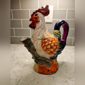 Vintage Heartfelt Kitchen Creations Ceramic Multicolor Rooster 15" Tall Teapot